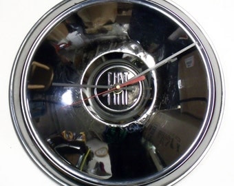 1957 - 1967 Fiat 1200 1500 Hubcap Wall Clock - Hub Cap Industrial Decor - 1958 1959 1960 1961 1962 1963 1964 1965 1966