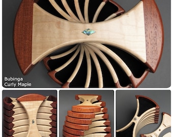 Rotating Jewelry Box with Secret Compartments; Functional Art, 'The Helical Box'