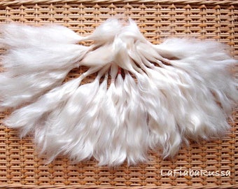 Doll Hair Mohair 7 in off milky white mohair Combed locks angora goat/ reroot Reborn, Blythe, bjd, waldorf minifee, lati wig making