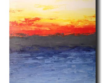 Original Large Abstract painting -oil paintings 24 X 36- by Artist JMJartstudio- Reaching Beyond -Wall art- Blue painting-