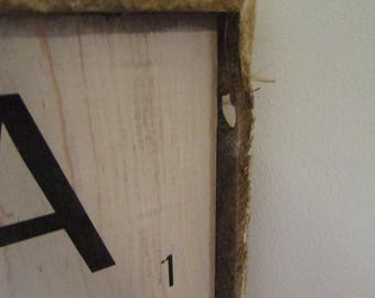 Reserved for Sylvia Scrabble wall art rustic picture frame perfect for the modern farmhouse fixer upper wall art style