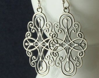 Mandala Star Yoga Earrings, Yoga Jewelry, Drop Dangle, Sterling Silver, Gift For Her, Under 40 50, Star Earrings