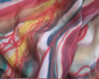Natural Goddess. Hand painted silk scarf in shades of red, beige, sand, brown, antarcite, yellow and white by SingingScarves