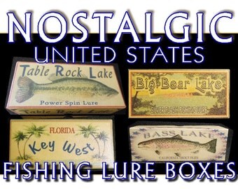 lake house decor cabin trout michigan minnesota gift personalized fishing lure boxes