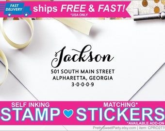 Return Address Stamp, Return Address Labels, Wedding Stamp, Personalized Calligraphy Stamp, Self-Ink Address Stamp, Custom Stamp CPRO2770