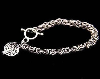 Aromatherapy Bracelet, Essential Oil Locket, Diffuser Bracelet, Silver Byzantine, Copper Byzantine, Aromatherapy Locket