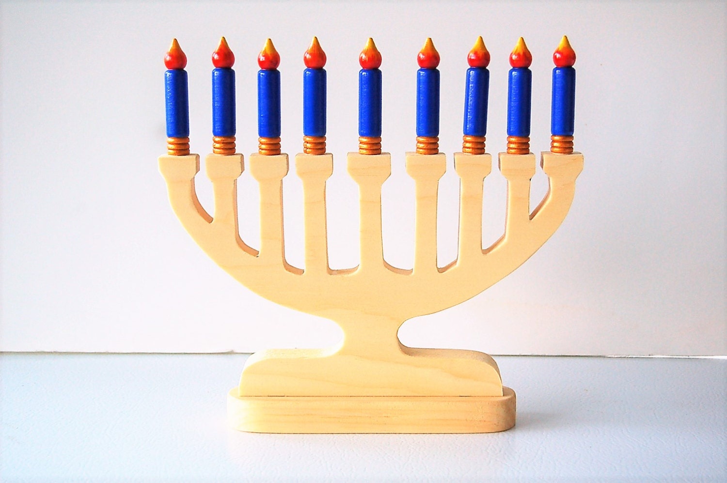 Customized Hanukkah Kid Friendly Menorah Wooden Candles