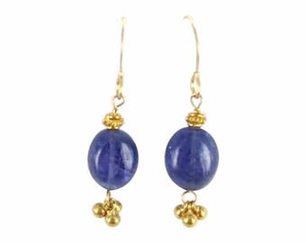 TANAZNITE EARRINGS 18K Gold Dangles New World Gems