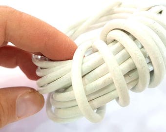 White Leather Cord 1mt-3.3 ft (5mm) Round Leather Lacing G7597