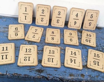 Vintage Numbered Cards 1 to 15 Antique Game Flinch Cards Wedding Table Numbers 15 Cards