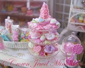 1:12 Luxury Valentine's Day "Romance Tower" Dessert Server by IGMA Artisan Robin Brady-Boxwell - Crown Jewel Miniatures