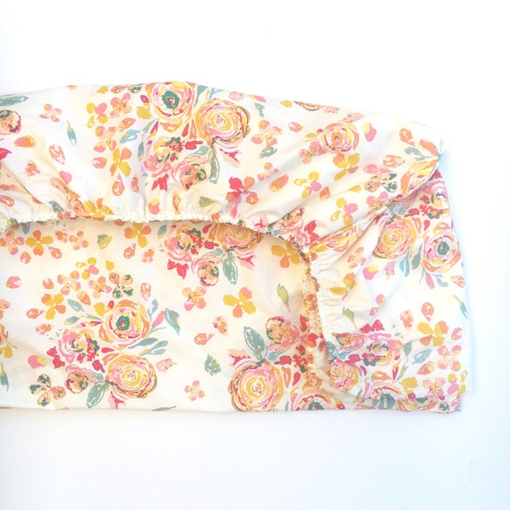 Crib Sheet changing pad cover SWIFTING FLORA WHITE floral