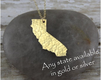 Gold California Necklace - Gold California State Necklace - Gold California Pendant - Going Away Gift - Bridesmaid Gift