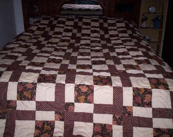 Dancing Squares' pieced Quilt...... Shades of brown.......REDUCED PRICE......