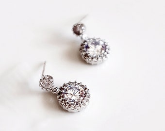 Wedding Jewelry Bridesmaid Jewelry Bridal Jewelry Bridal Earring Wedding Earring Cubic Zirconia Earring Sterling Silver ER059LX