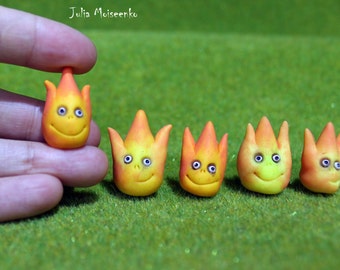 Miniature Fire Flame Spirit - Polymer Clay Figurine - Fantasy Creature - Fairy Decor - Spirit Totem Figurine - Polymer Clay Sculpture