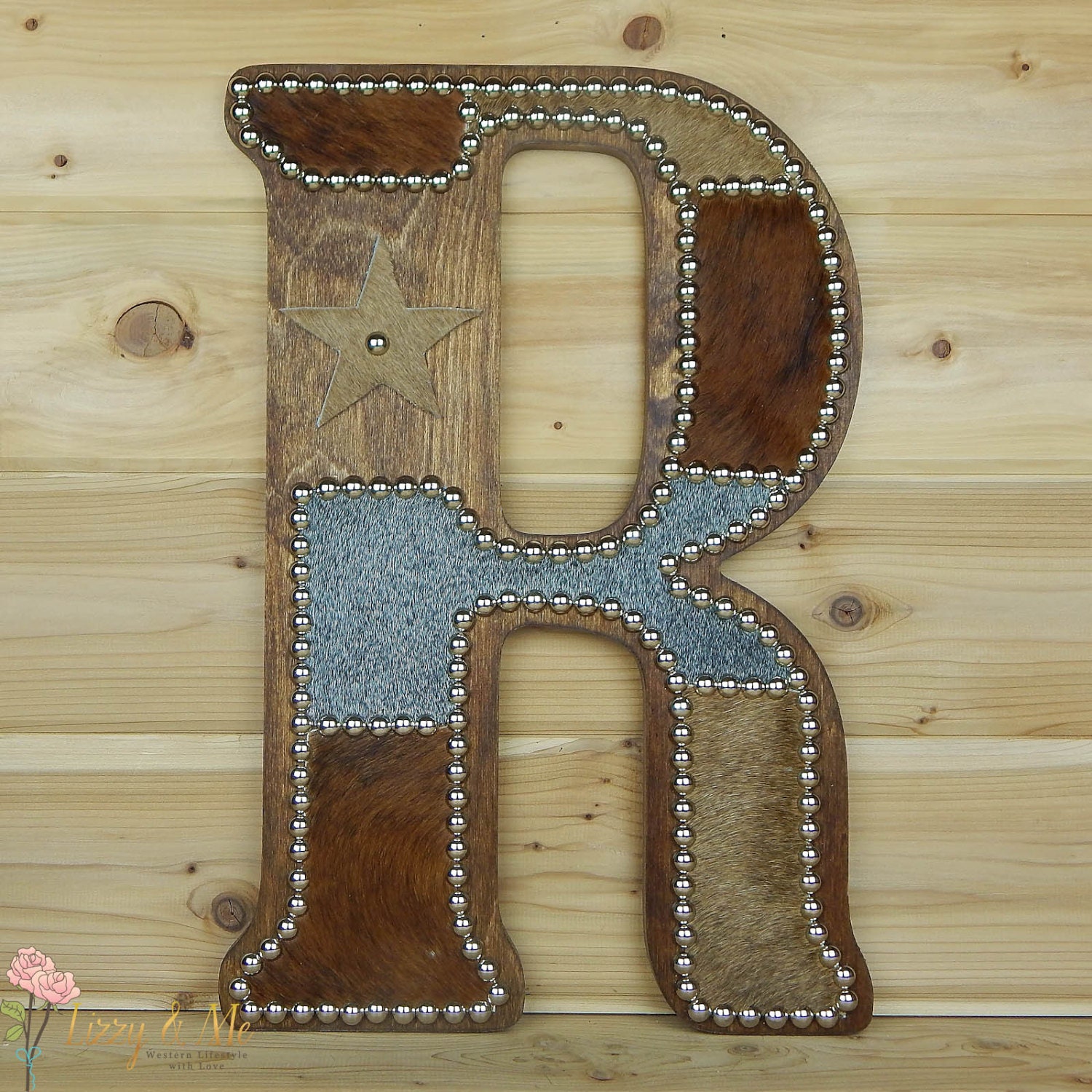 Cowhide Wall Letter R Western Home Decor Wall Hanging