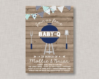 BBQ Baby Shower Invitation, Baby Q Invitation, Coed Baby Shower, Couples Baby Shower, Boy Baby Shower