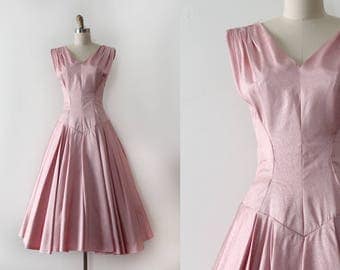 vintage 1950s dress // 50s pink evening prom party dress