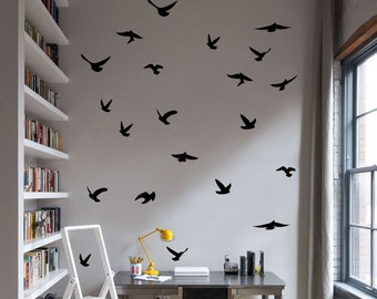 Flying Birds Silhouettes | Set of 23 | Vinyl Wall Decal Stickers | Trendy Home Decor | FREE SHIPPING