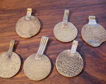 Moroccan tarnished gold colour with bail or loop - no holes