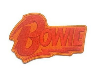 1pc Large David Bowie Red Embroidered Applique Patch. Iron On or Sew On Music Legend Fan Badge for T-shirts, Jeans, Shirts. 9.3cm wide