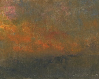 Original Landscape Painting by John Shanabrook - 5 x 7 - Night Comes to Harkness Hill