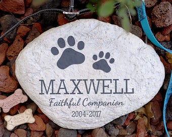 Personalized Pet Memorial Garden Stone, pet grave marker, garden stone, paw print, cremated, keepsake, memorial, engraved -gfyL1125414