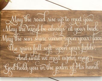 Irish Wood Sign - Wedding Sign - Irish Blessing Sign - Irish Wedding Gift - Irish Blessing - May the Road Rise up to Meet You