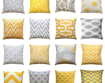 clearance throw pillow cover yellow and grey pillows mix match 14x14 yellow - Decorative Couch Pillows clearance throw pillow cover yellow and grey pillows mix match 14x14 yellow - Decorative Couch Pillows