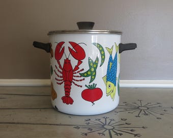 San Ignacio Vegetable Steamer or Lobster Pot Colorful Mid Century Kitchen