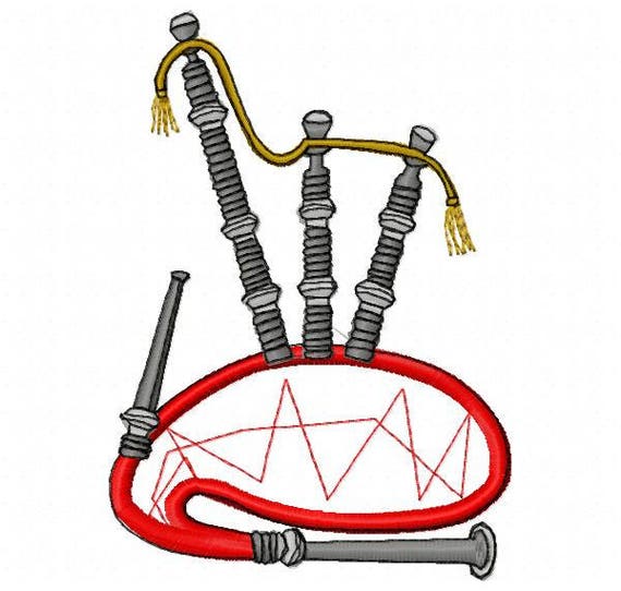 Bagpipe Embroidery Design Instant Download