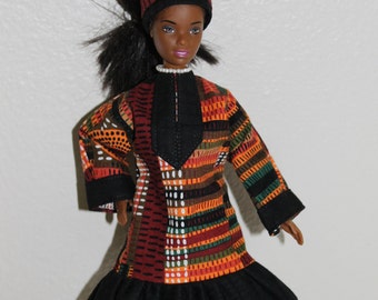 Green and black Barbie dress Barbie clothes Crocheted 12