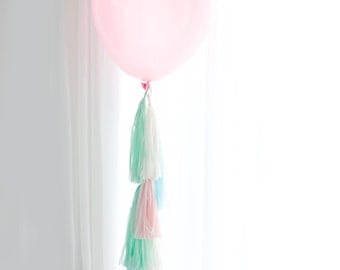 Tassel Tail for giant Balloon - only tail - custom colors - FULLY ASSEMBLED- Party Decor, Party, Weddings, balloon tails