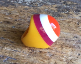Vintage 90s Ring Plastic Ring Chubby Ring Multicolor Ring French Jewelry Size Ring 6.25 US