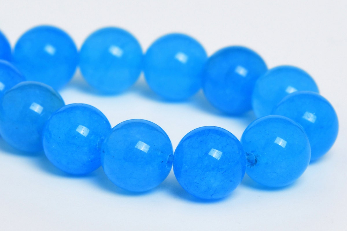 8MM Blue Jade Beads Grade AAA Natural Gemstone Half Strand