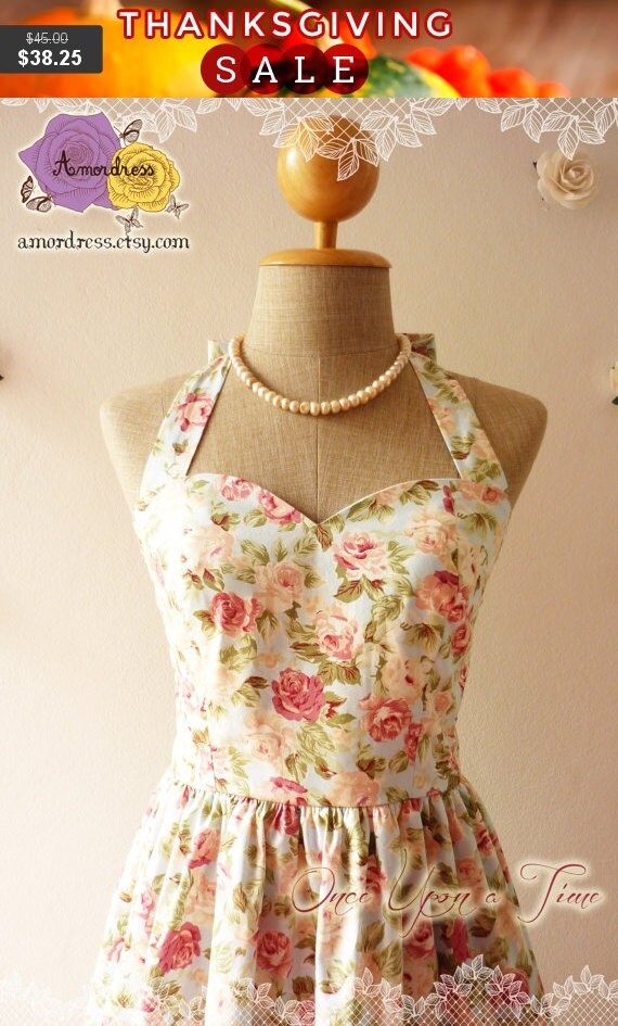 Thanksgiving SALE Vintage Inspired Dress Floral Dress by Amordress