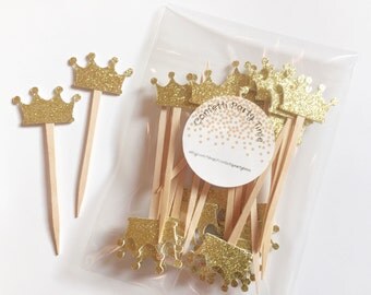 24 Tiara Cupcake Toppers | Crown Cupcake Toppers | Glitter | 1 1/2"