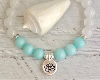 yoga bracelet, bohemian jewelry, lotus bracelet, jade bracelet, yoga jewelry
