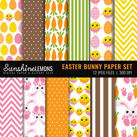 Items similar to Easter Bunny Digital Paper Pack - Set of 12 Paper ...