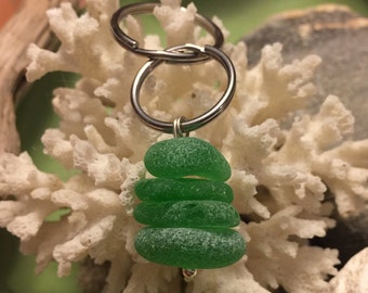 Sea glass jewelry- green sea glass keychain