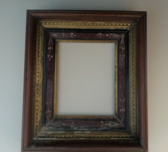 Antique Wood Frame Deep Shadow Box Style Gold Decorated