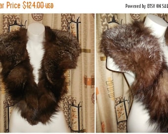 Vintage Silver Fox Fur Stole Sleek 1930s Glamour Large Fox Fur Collar Gorgeous Fluffy Stole Wrap Collar