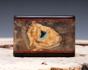 Exotic Wood and Turquoise Inlaid Belt Buckle - Handmade