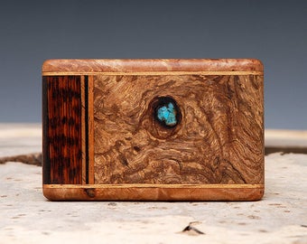 Exotic Wood and Turquoise Inlaid Belt Buckle - Handmade