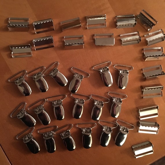 Suspender Hardware for 6 Pairs of Suspenders Clips and Size