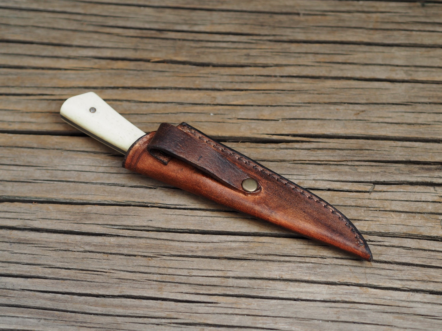 Custom EDC knife small fixed blade knife camel bone by HKnives