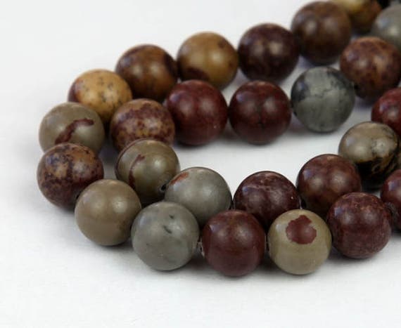 Artistic Jasper Beads Brown and Grey 8mm Round 15 inch