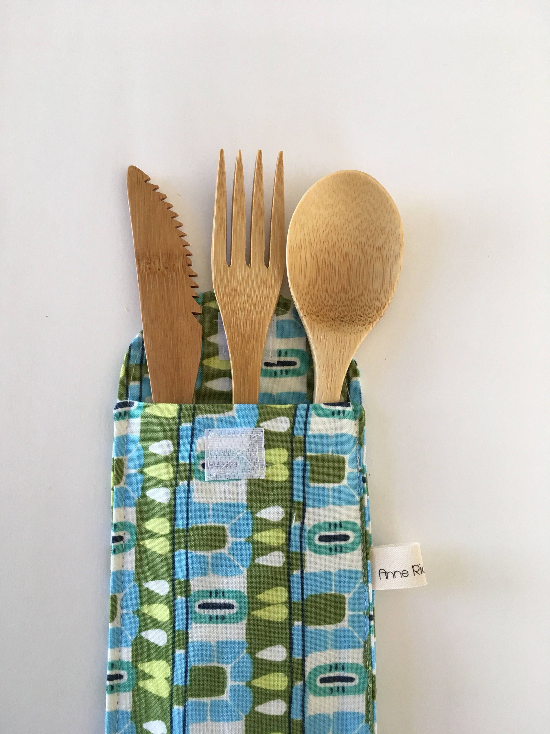 Bamboo Cutlery Pouch Cutlery Pouch Silverware Pouch Cutlery