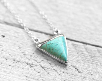 TURQUOISE TRIANGLE necklace triangular turquoise | silver